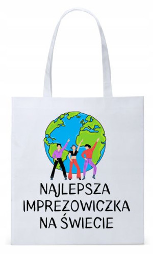 Torba Biała Eco Shopper Imprezowicza Imprezowiczki