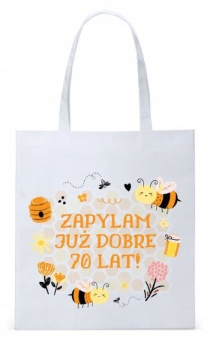 Torba Biała Eco Shopper Na Urodziny 70 70te 70-te