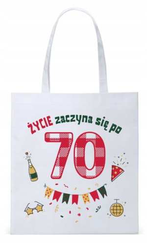 Torba Biała Eco Shopper Na Urodziny 70 70te 70-te
