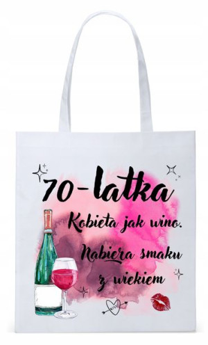 Torba Biała Eco Shopper Na Urodziny 70 70te 70-te