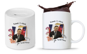 Zestaw Andrzej Duda Pis Prezent Kubek + Skarbonka