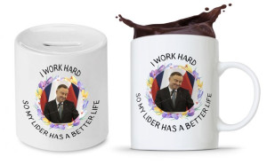 Zestaw Andrzej Duda Pis Prezent Kubek + Skarbonka