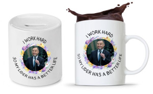 Zestaw Andrzej Duda Pis Prezent Kubek + Skarbonka