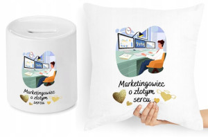 Dla Marketingowca Zestaw Poduszka + Skarbonka