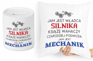 Dla Mechanika Zestaw Poduszka + Skarbonka Prezent
