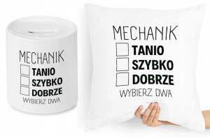 Dla Mechanika Zestaw Poduszka + Skarbonka Prezent
