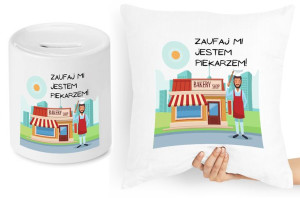 Dla Piekarza Zestaw Poduszka + Skarbonka Prezent