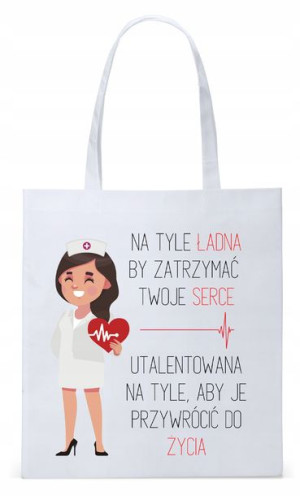 Dla Pielęgniarki Prezent Torba Eco Biała Shopper