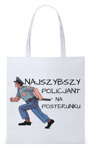 Dla Policjanta Policjantki Torba Eco Biała Shopper