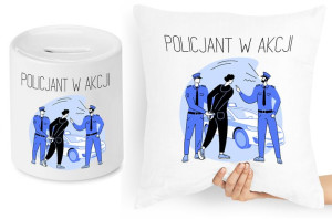 Dla Policjanta Zestaw Poduszka + Skarbonka Prezent