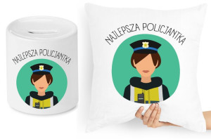Dla Policjanta Zestaw Poduszka + Skarbonka Prezent