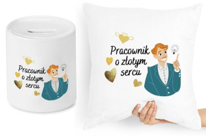 Dla Pracownika Zestaw Poduszka + Skarbonka Prezent