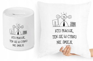Dla Pracownika Zestaw Poduszka + Skarbonka Prezent