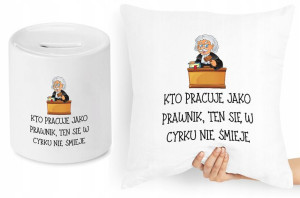 Dla Prawnika Zestaw Poduszka + Skarbonka Prezent