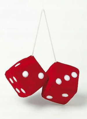 Kostki Kości Na Lusterko Szybę Czerwona 9cm Jumbo