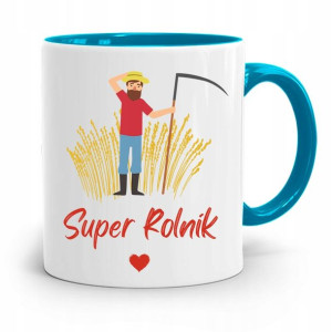 Dla Rolnika Kubek Błękitny Super Rolnik Prezent