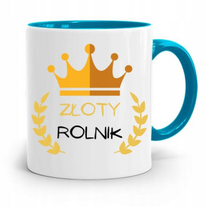 Dla Rolnika Kubek Błękitny Złoty Rolnik Prezent
