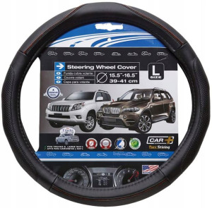 Pokrowiec Kierownicy 39-41cm Czarna Skóra Perforow