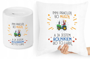 Dla Rolnika Zestaw Poduszka + Skarbonka Prezent