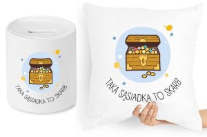 Dla Sąsiada Sąsiadki Zestaw Poduszka + Skarbonka