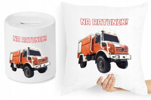Dla Strażaka Zestaw Poduszka + Skarbonka Prezent