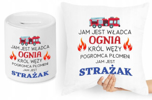 Dla Strażaka Zestaw Poduszka + Skarbonka Prezent