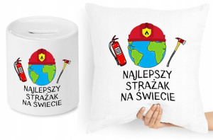 Dla Strażaka Zestaw Poduszka + Skarbonka Prezent