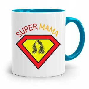 Kubek Błękitny Dla Mamy Mame Super Mama Prezent