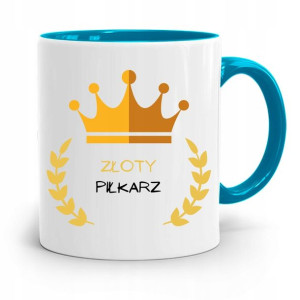Kubek Błękitny Dla Piłkarza Zawodnika Złoty