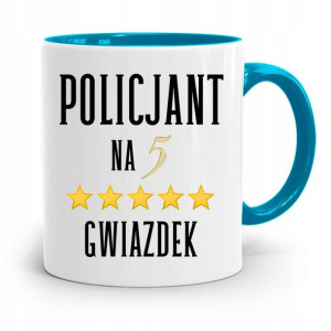 Kubek Błękitny Dla Policjanta Na Pięć Gwiazdek
