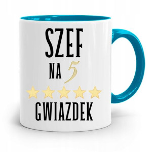 Kubek Błękitny Dla Szefa Na Pięć Gwiazdek Prezent