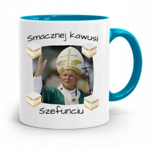 Kubek Błękitny Jan Paweł Ii Papież Smacznej Kawusi