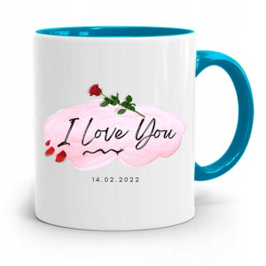 Kubek Błękitny Na Walentynki I Love You Prezent