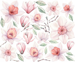 kwiaty MAGNOLIE naklejki NA ŚCIANĘ 120x100cm XXL