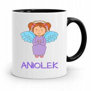 Kubek Czarny Dla Dzieci Mały Aniołek +imię