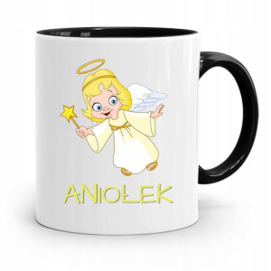 Kubek Czarny Dla Dzieci Mały Aniołek +imię