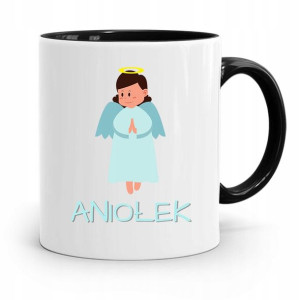 Kubek Czarny Dla Dzieci Mały Aniołek +imię