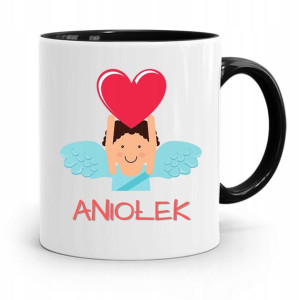 Kubek Czarny Dla Dzieci Mały Aniołek +imię
