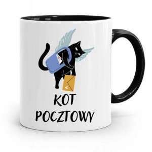 Kubek Czarny Dla Listonosza Kot Pocztowy Prezent
