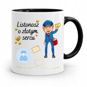 Kubek Czarny Dla Listonosza O Złotym Sercu Prezent