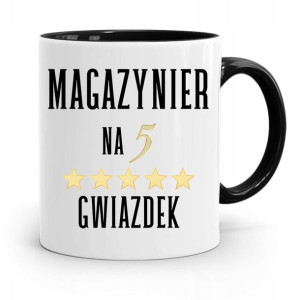 Kubek Czarny Dla Magazyniera Na Pięć Gwiazdek