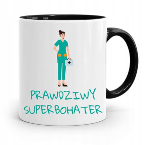 Kubek Czarny Dla Pielęgniarki Prawdziwy Bohater