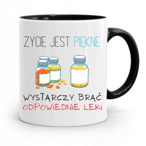 Kubek Czarny Dla Pielęgniarki Życie Jest Piękne