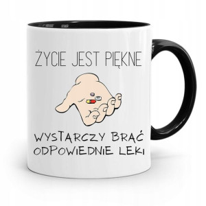 Kubek Czarny Dla Pielęgniarki Życie Jest Piękne
