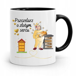 Kubek Czarny Dla Pszczelarza O Złotym Sercu
