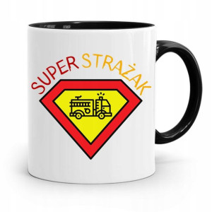 Kubek Czarny Dla Strażaka Super Strażak