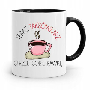 Kubek Czarny Dla Taksówkarza Strzeli Sobie Kawkę