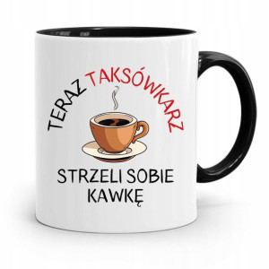 Kubek Czarny Dla Taksówkarza Strzeli Sobie Kawkę