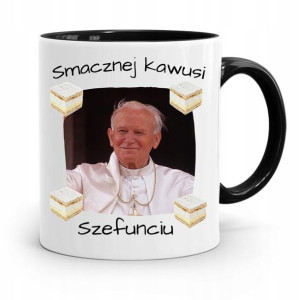 Kubek Czarny Jan Paweł Ii Papież Smacznej Kawusi