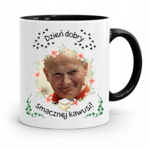 Kubek Czarny Jan Paweł Ii Papież Smacznej Kawusi